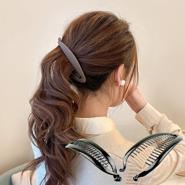 Banan Hårklemmer For Kvinner Jenter Wave Combs Hårnål Flett Cla BlackB 15cm