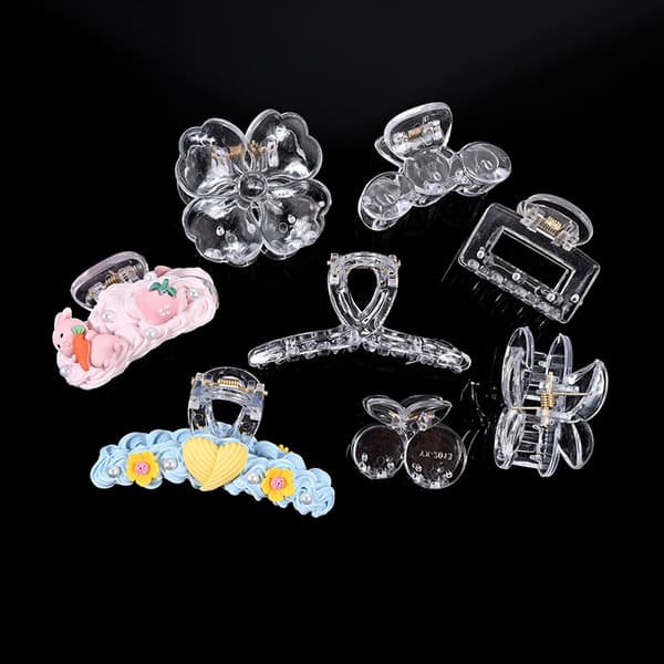 Akryl Clear Claw Transparent Plastic Hårklemmer Blank hårnål A2