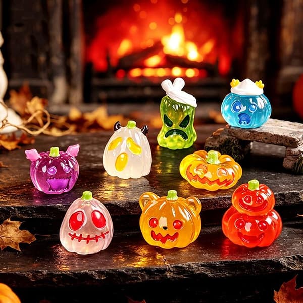 Lysende Græskar Mini Ornament Halloween Glød I Mørke Harpiks Figur A4