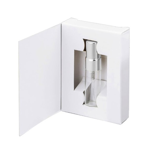 1 STK 3ML glass parfymeflaske Bærbar tapping med pakkeboks Silver&White