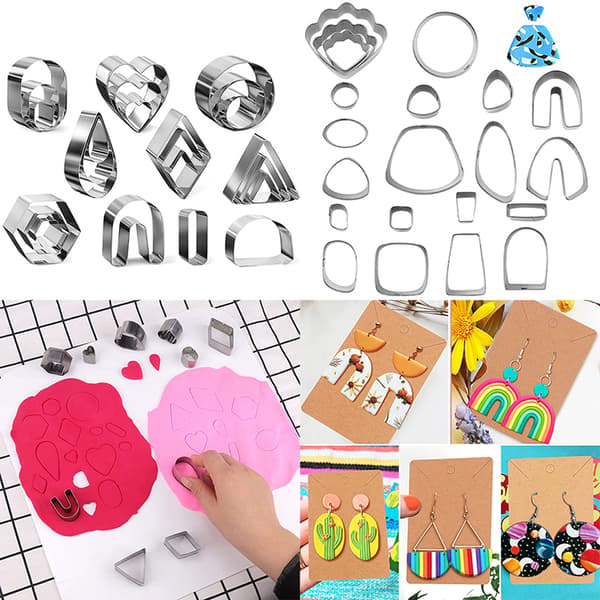 1 Set Polymer Clay ters för örhängen Rostfritt stål ter DIY 24pcs