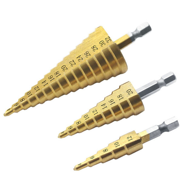 Stor HSS stål trinn konus bor titanium bitssett hull ter 4-12/ 4-12mm