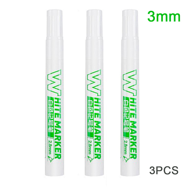 1/3 st 3 mm vit tuschfärg Olje vattentät 3PCS