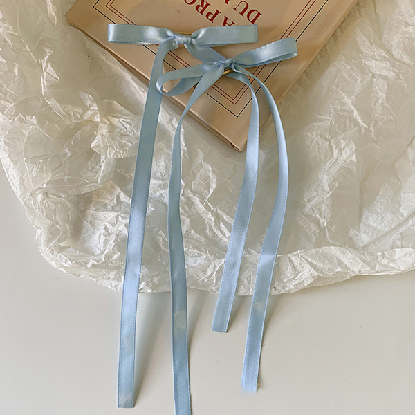 n Style Ribbon Bow Hiuspidike Pitkä Tupsu Hiusneula Sweet Lovely H Blue
