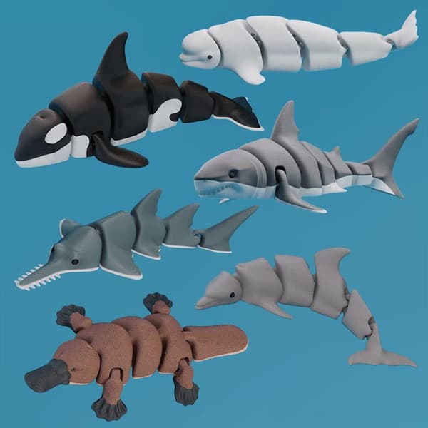 Flexibel Simulering Marin Djurprydnad 3D-printad Haj Ki A7