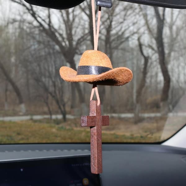 Mini Cowboyhatt Bil Hängande Prydnad Bil Interiör Backspegel A2