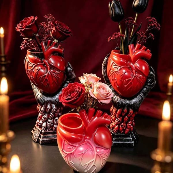 Gotisk Anatomisk Hjerte Harpiks Vase Unik Kraniebase Perfekt Til A8