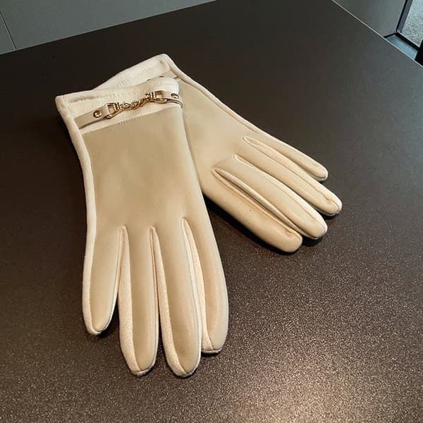 Lyxiga handskar för kvinnor i proteinläder med fleecefoder, vintertouch Black