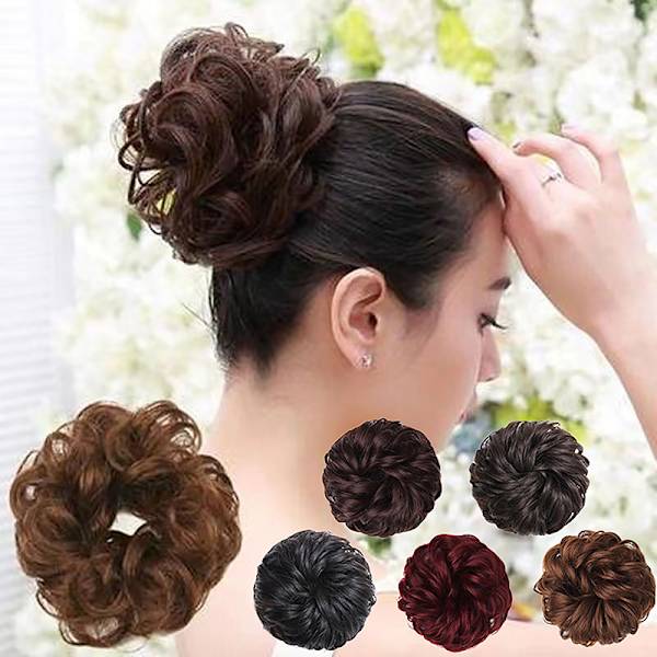 Syntetisk hårbulle peruk hästsvans hårförlängning Scrunchie Elasti 2