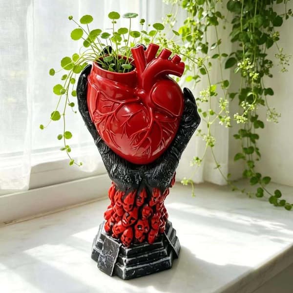 Gotisk Anatomisk Hjerte Harpiks Vase Unik Kraniebase Perfekt Til A7