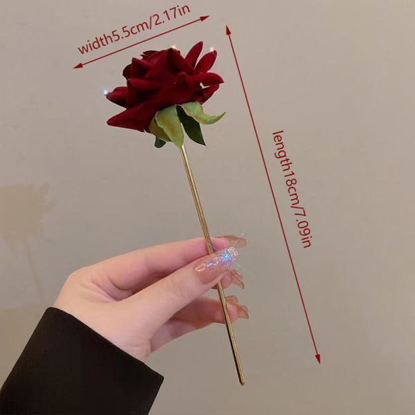 Romantisk Rose Flokker Hårnåle Blomster Hårpinde Med Rhinesto