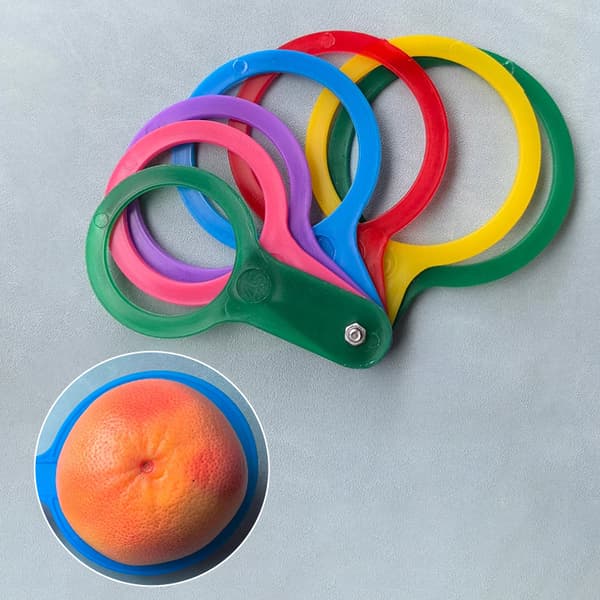 13 stk. fruktmåleverktøy i plast for fruktdiameter A