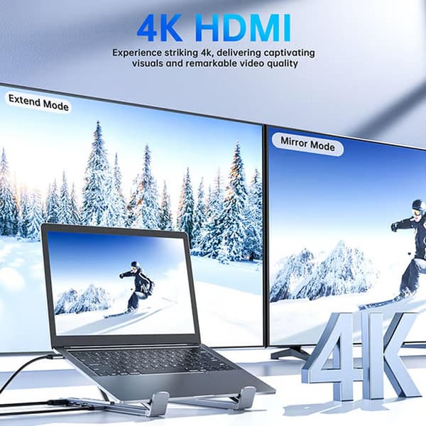 8-i-1 USB-C Laptop Stand med Docking Station Universal USB C A1
