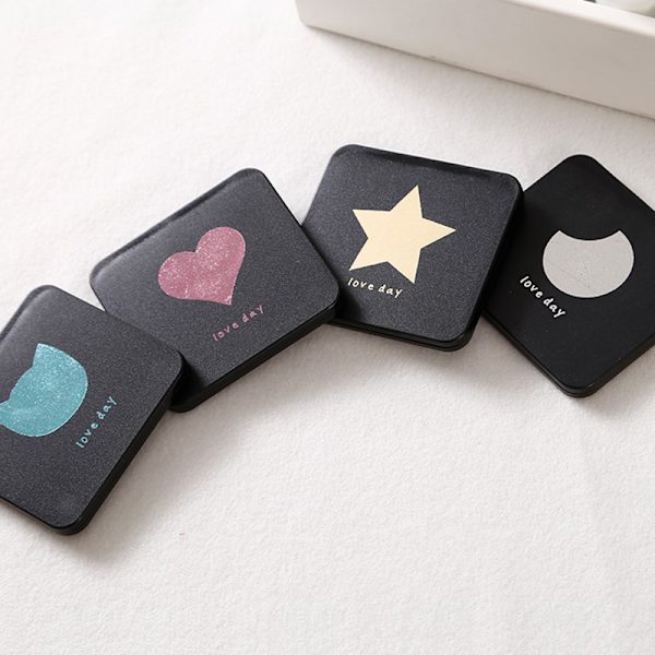 Foldbart Makeup Spejl Mini Firkantet Makeup Makeup Spejl Portabl Silver