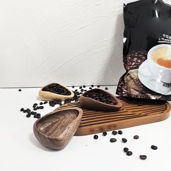 Kaffebønner Dosebrett Solid Tre Valnøtt Bønnespade Skjeer Meg 2