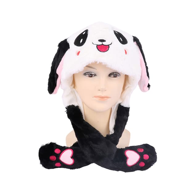 Kvinders Movable Bunny Ears Hatte Med Lys Piger Vinter Plys A