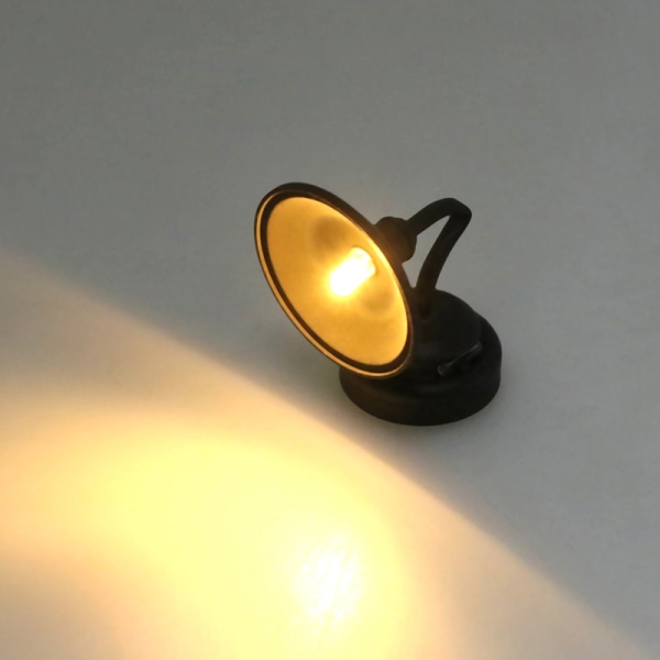 1:12 Dukkehus Miniatyr LED-lampe Sort Vegglampe m/Brytermøbel