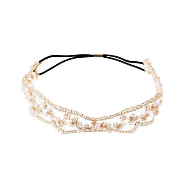 Mode Pearl Lace Pannband Sexig Spets Blomma Hårband Kvinnor Ha Black