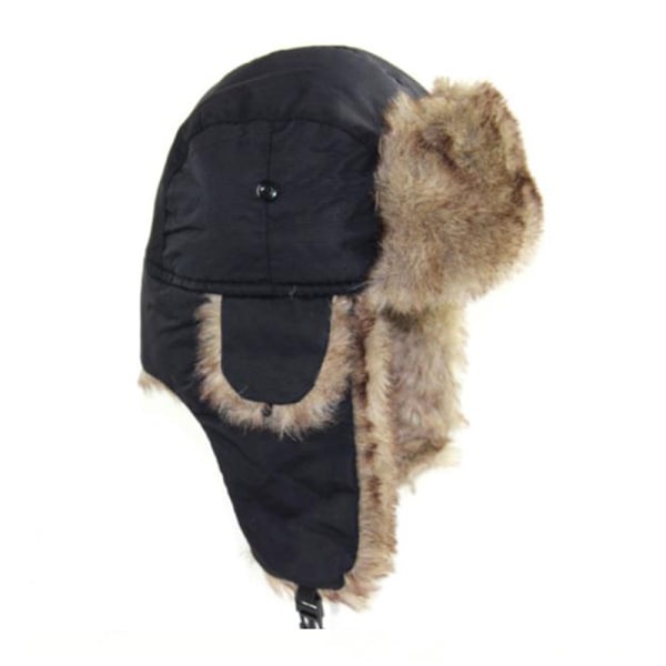 Winter Warm Thicken Vindtæt hat imiteret skind skihatte mænd kvinder B Black