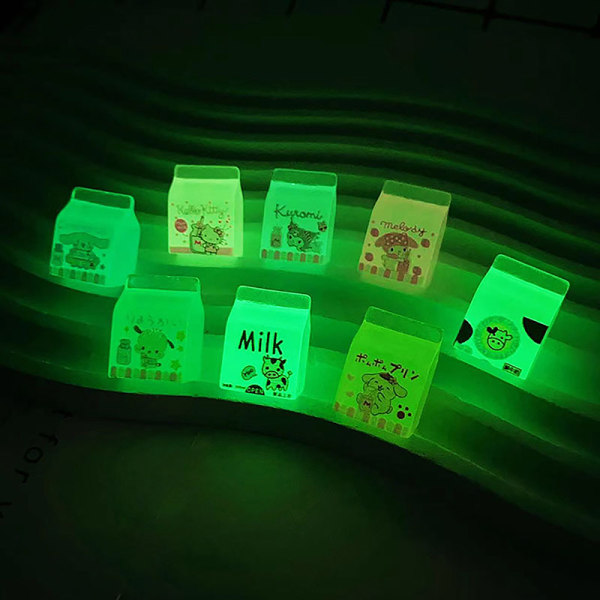 2 kpl Luminous Milk Ornaments Creative Miniature Resin Milk Box