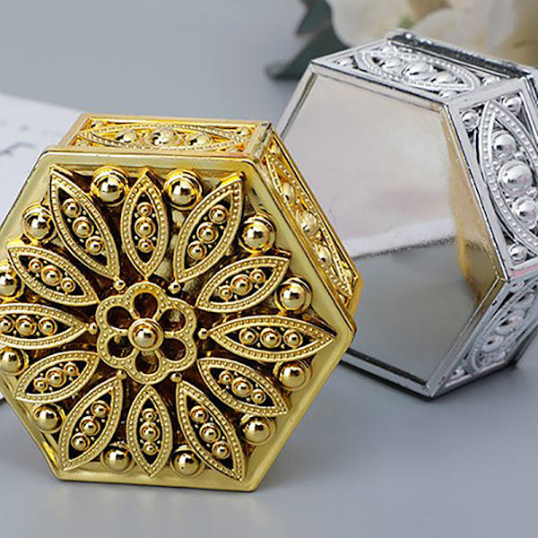 Creative muovinen kuusikulmainen karkkirasia Wedding Vintage Chocolate Gi gold