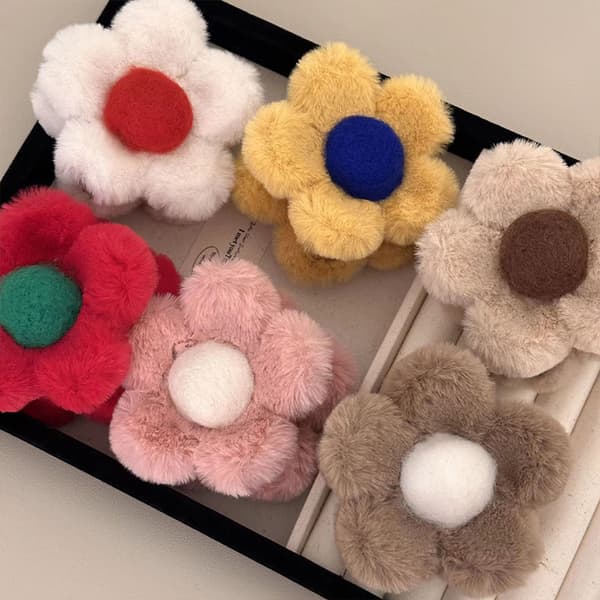 n Stil Plysch Blomma Hårklor Mode Små Hårklämmor Söt A4