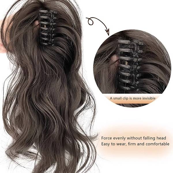 Synteettinen Claw Clip Ponytail Hiustenpidennykset Lyhyt Kihara Natura Dark brown