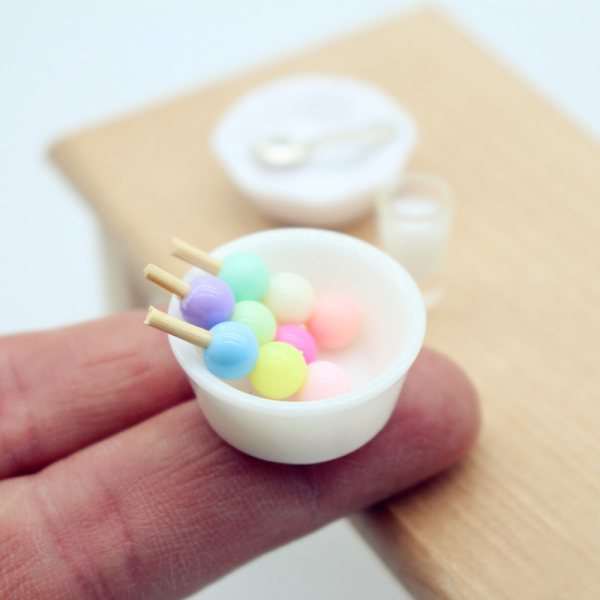 1/12 dukkehus fiskeboller spyd servisesett dukkehus mini