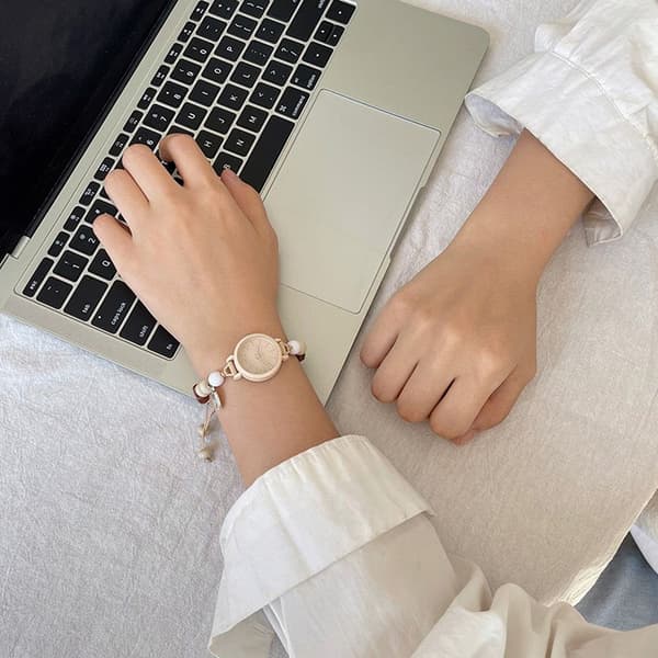 Etnisk vævedesign armbåndsure til kvinder perlebesat vævet Q A2