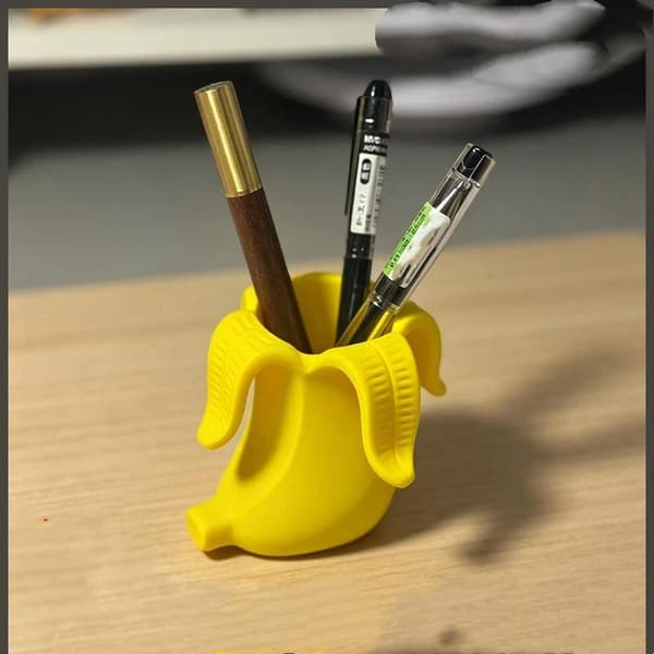 1 stk bananformet pennholder gul 3D-printet e skrivebordsorganisering Light yellow M