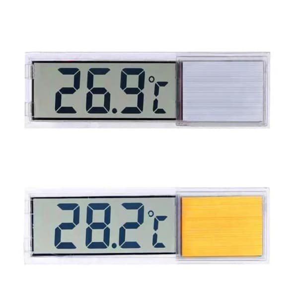 Vandtæt Akvarietermometer 3D Digital LCD Elektronisk Fisk Silver