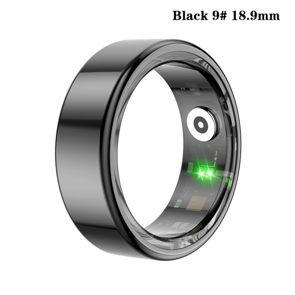 Smart Ring Fitness Health Tracker Titaaniseoksesta valmistettu sormus Black 18.9mm