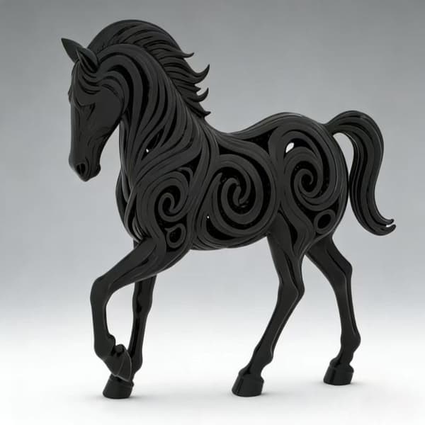 3D-printet hul hestefigur egnet til skrivebord Red