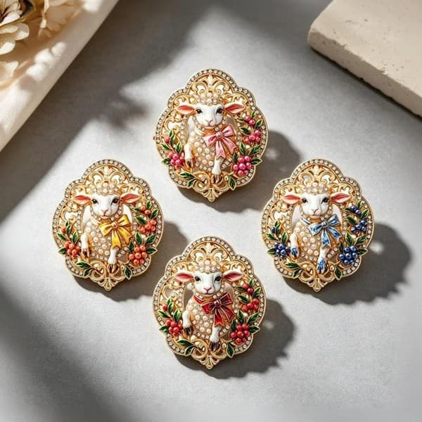 1 st e Får Broscher Rhinestone Franska Hovet Getens År A2