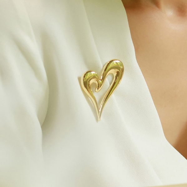 Hjertebrocher Metal Enkelt Design Hjerte Kærlighed Kvinder Unisex Broo Gold