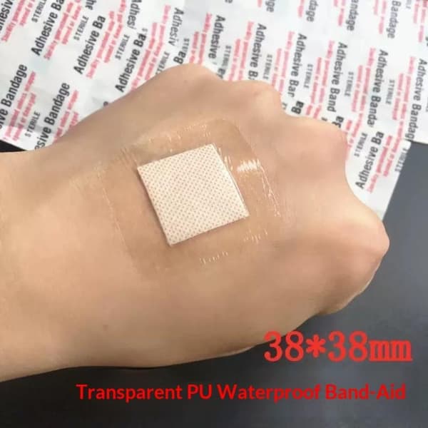 100 kpl 38*38mm läpinäkyvä PU vedenpitävä haavalaastari A2