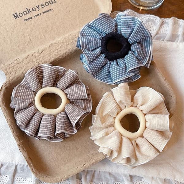 Gingham Plaid Hår Scrunchies Til Små Piger E
