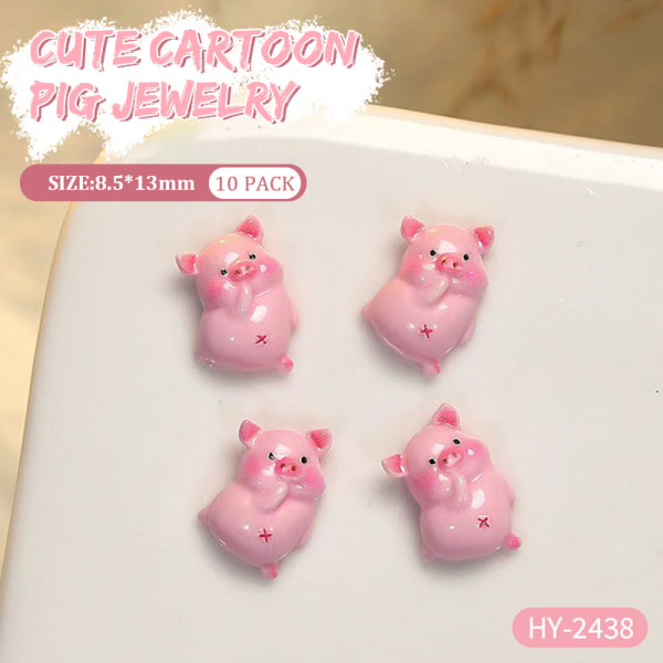 10st DIY Nail Art Charm 3D rosa tecknad gris Piggy Butt Nail Dri B 10Pcs