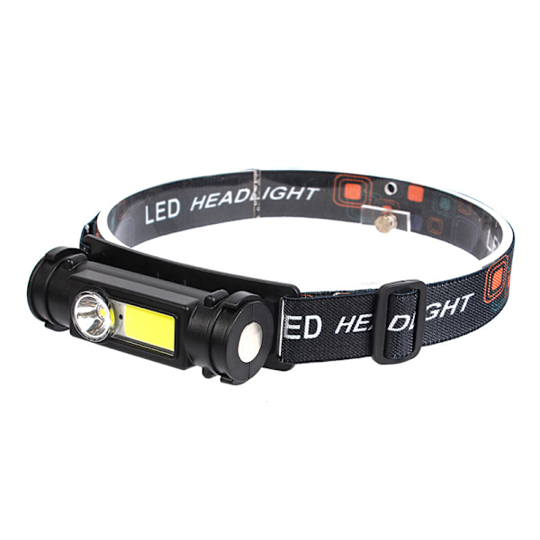 6000 lumenin led-otsalamppu XPE+COB-otsavalon taskulamppu Black