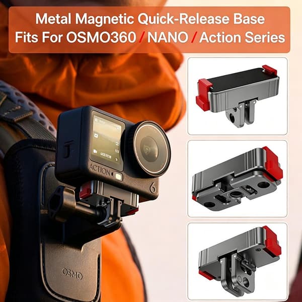 Magnetisk hurtigutløseradapterbase i legering for Insta360 AcePro2 Plastic Action6 NANO