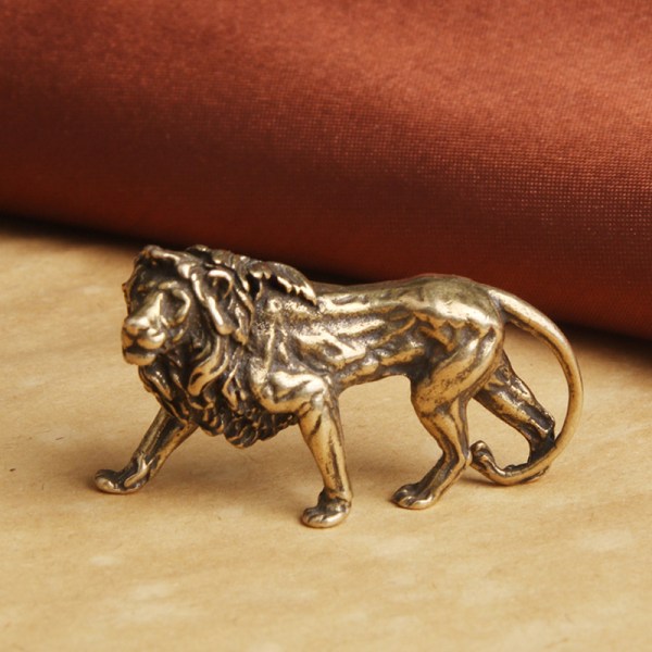 Pure Copper Majestic Lion King Miniatures Figurines Desk Decora