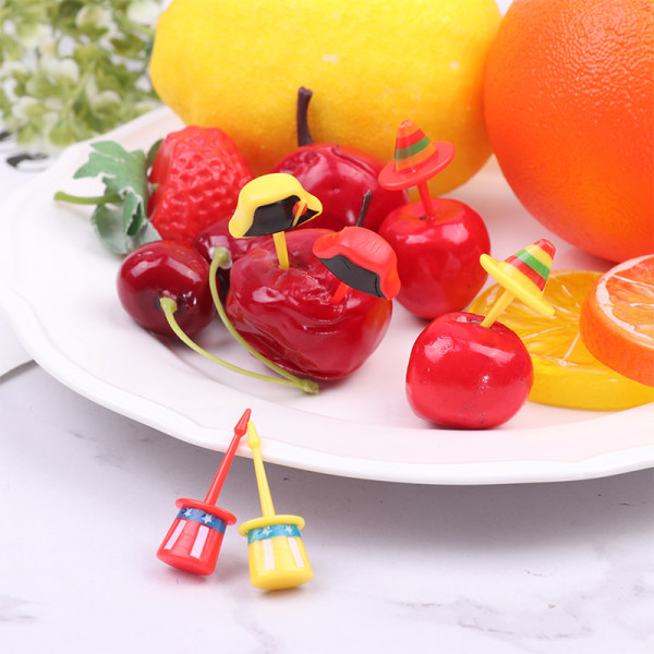 6 kpl / set Mini Hatut Pick Kid Fruit Fork Bento Box Decor Reusab