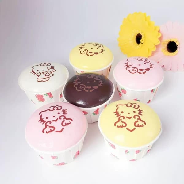 e Hello Kitty Trykt Cupcake Stressleketøy Sakte Stigende Tekstur 1PCS Random Color
