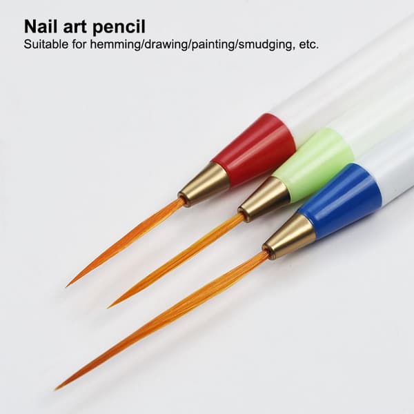 Neglebørstepenn 3 stk/sett Nail Art Liner Børstesett Forlenget St