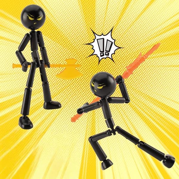 1 set rörlig 3D-utskriven skyltdocka, flerledad stickman-leksak A2