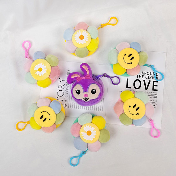 1PC Solsikke smilefjes null lommebok anheng nøkkel bag mini hode B
