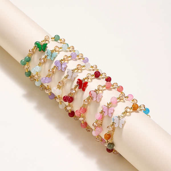 Kvinnor Flickor Glaspärlor Armband Butterfly Form hänge Damer A10