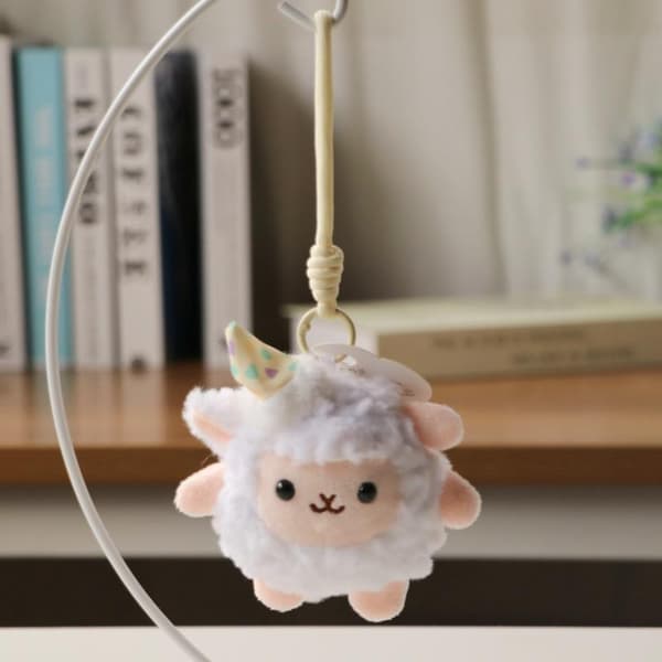 Tecknad Anime Mini Får Nyckelring Fluffig Mjuk Fylld Lamm Hänge A2