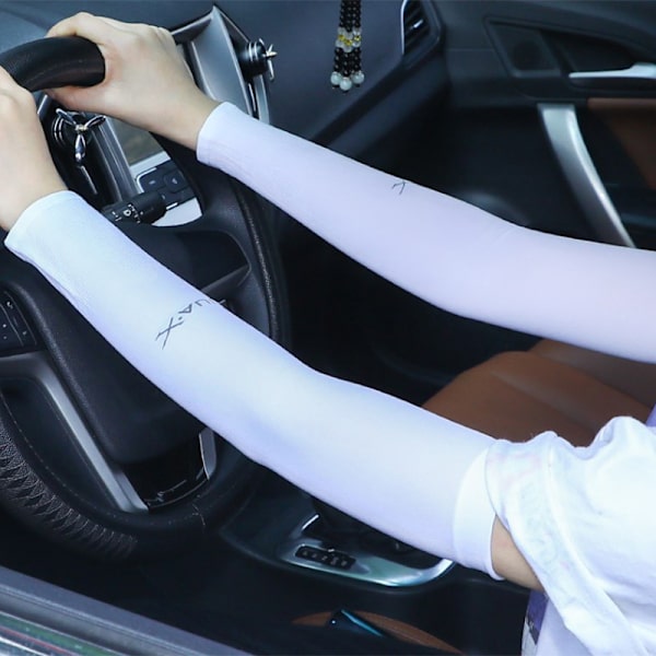 Ice Silk solbeskyttelsesarmdeksler Unisex albuetrekk utendørs C White