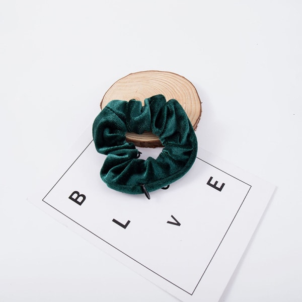 Kvinder Fløjlslynlås Elastiske Hair Bands Rope Scrunchies Tie-dye Green